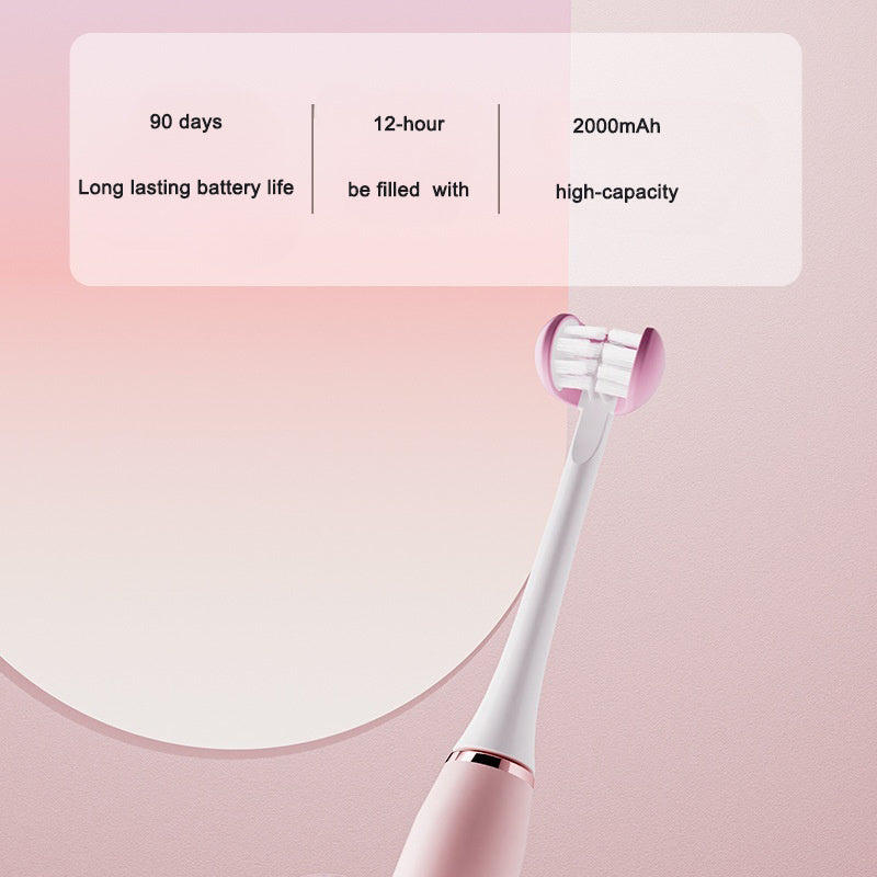 Adult electric toothbrush with three sides rechargeable sonic vibration waterproof electric toothbrush