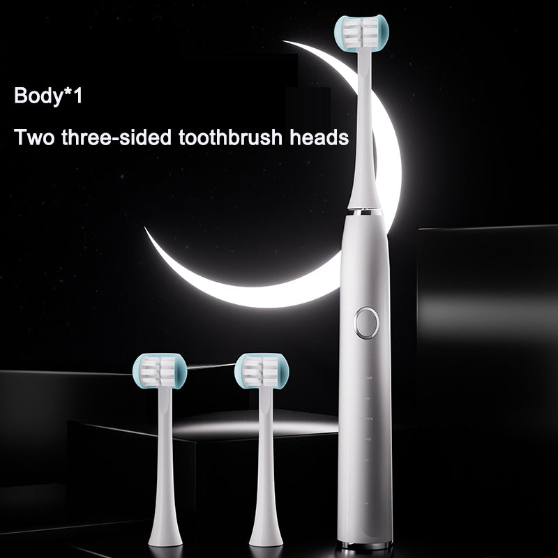 Adult electric toothbrush with three sides rechargeable sonic vibration waterproof electric toothbrush