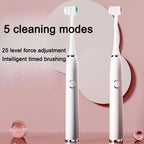 Adult electric toothbrush with three sides rechargeable sonic vibration waterproof electric toothbrush
